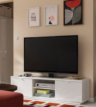 Mueble TV Blanco Alto Brillo 160x42x45 cm