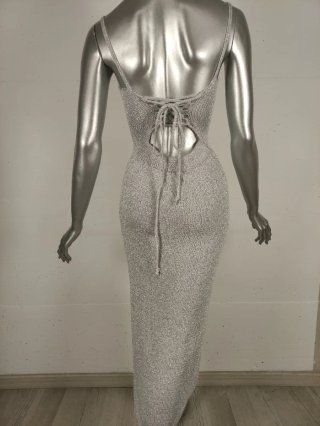 Abito donna in maglia argento