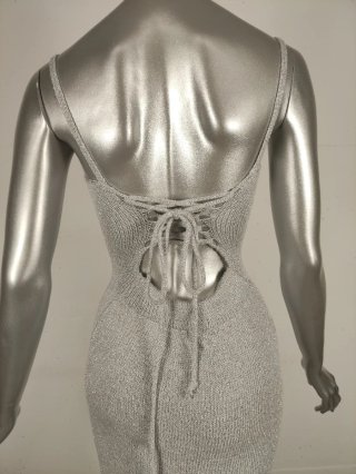 Abito donna in maglia argento