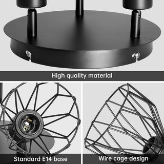 Lampada da soffitto industriale con 3 luci LED orientabili e regolabili