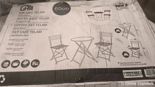 Conjunto mesa y 2 sillas plegables metal ROJO