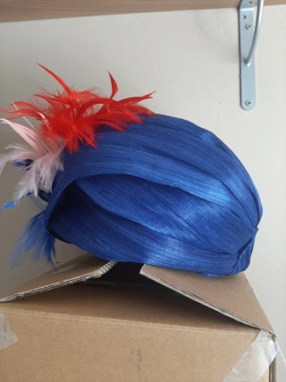 Turbante fiesta/boda azul y rojo