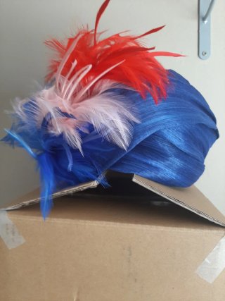 Turbante fiesta/boda azul y rojo