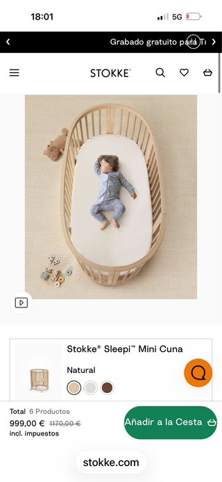 Cuna infantil de madera