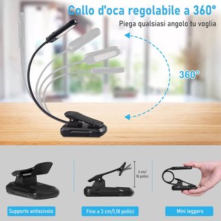 Lampada da lettura LED ricaricabile flessibile Diboniur