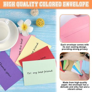Confezione di 70 mini buste di carta in 14 colori, perfette per regali e decorazioni
