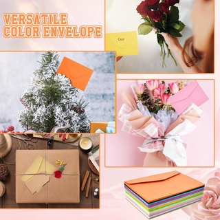 Confezione di 70 mini buste di carta in 14 colori, perfette per regali e decorazioni