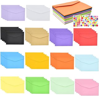Confezione di 70 mini buste di carta in 14 colori, perfette per regali e decorazioni