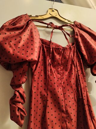 Vestido lunares burdeos y negro