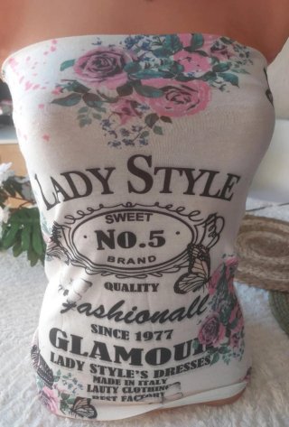 Top Lady Style sem alças + colar aço inoxidável