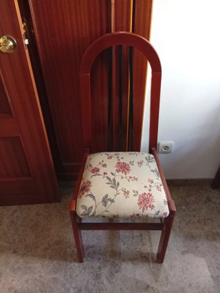 Lote 6 Sillas Comedor Madera Tapizadas