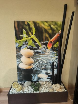 Jardinera Zen Madera Piedras Bambú