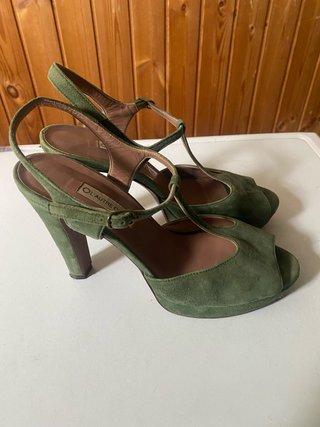 Sandali L'Autre Chose verde oliva in camoscio