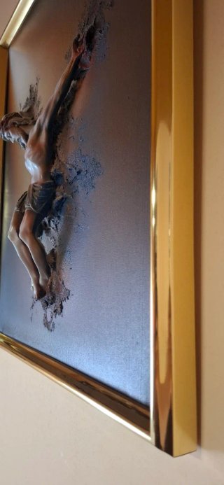 Cuadro Cristo en Relieve Dorado