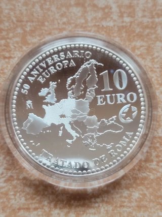 Moneda 10€ Plata 50 Aniversario Tratado Roma 2007
