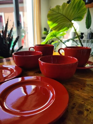 Juego Cerámica Roja Vintage Dessita