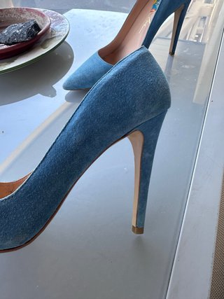Zapatos de piel azul celeste Luiza Barcelos
