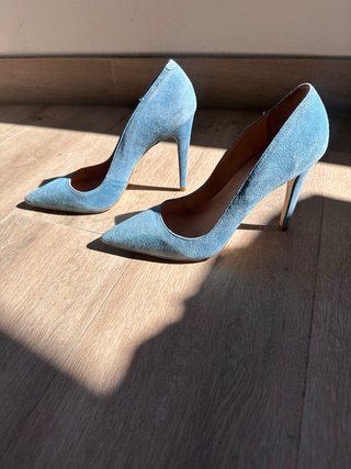 Zapatos de piel azul celeste Luiza Barcelos