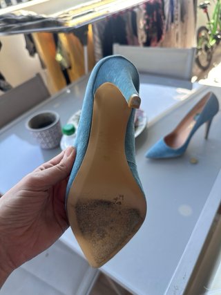 Zapatos de piel azul celeste Luiza Barcelos