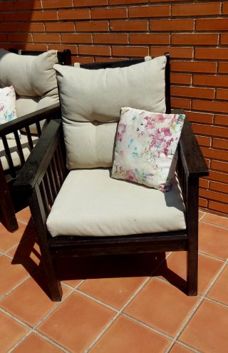 Butacas de jardín de madera y tela