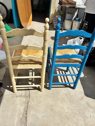 Conjunto 6 sillas enea madera y ratán