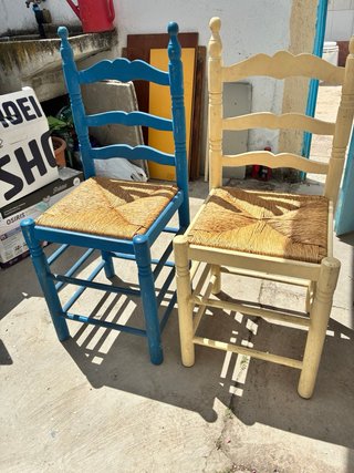 Conjunto 6 sillas enea madera y ratán