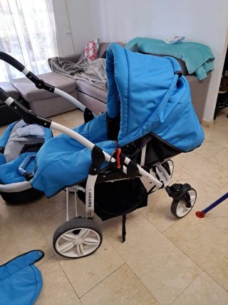 Carro bebé 3 en 1 azul