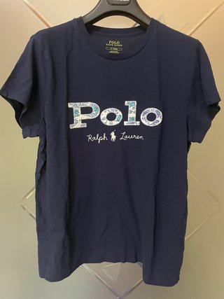 T-shirt donna Polo Ralph Lauren blu con logo