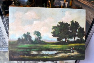 Cuadro antiguo oleo sobre lienzo de un paisaje