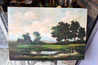 Cuadro antiguo oleo sobre lienzo de un paisaje
