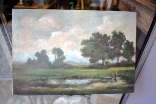 Cuadro antiguo oleo sobre lienzo de un paisaje