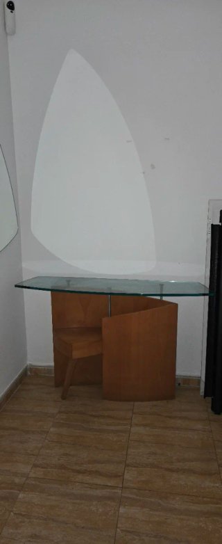 Mesa recibidor madera y cristal