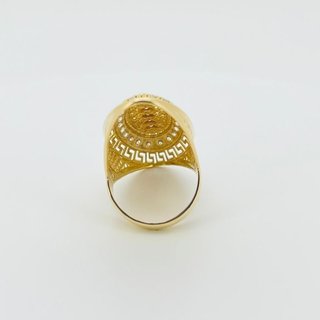 LANZADERA GRANDE CON GRECA AZUL . Oro 18k.