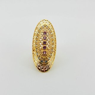 LANZADERA GRANDE CON GRECA AZUL . Oro 18k.