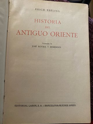 Erich Ebeling./ Historia del Antiguo Oriente
