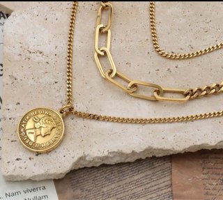 Collar 3 pzas chapado oro 18K