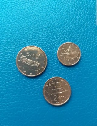 MONEDAS 1+2+5 CÉNTIMOS GRECIA 2011