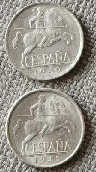 Monedas España 1940 y 1945