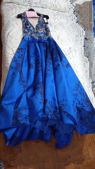 Vestido de firma de fiesta azul floral Talla 42