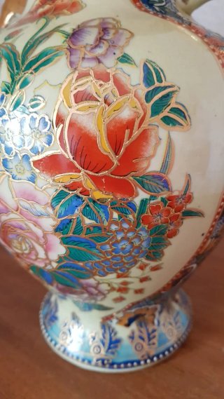 Jarrón porcelana China Vintage con tapa