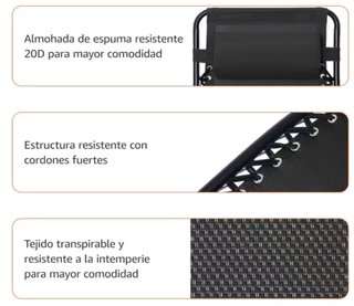 2 Sillas Plegables Negro Metal