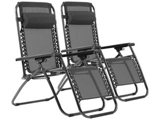 2 Sillas Plegables Negro Metal