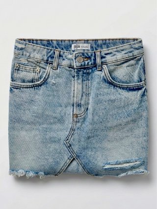 Falda vaquera Zara Talla 38 Efecto Desgastado
