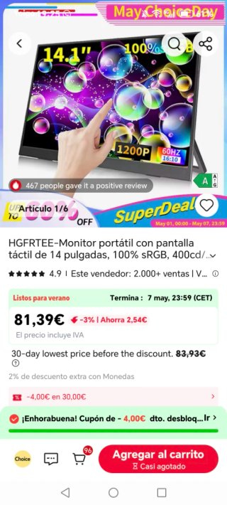Monitor portatile touch screen da 14 pollici