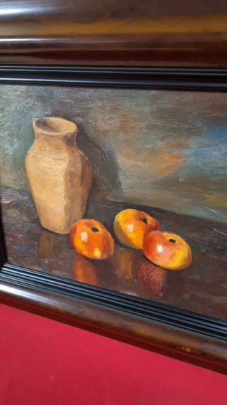 Cuadro Pintura Lienzo Firmado Naturaleza Muerta