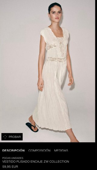 Vestido ZARA XS Plisado Encaje