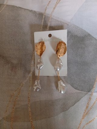 Pendientes flamenca blanco y dorado