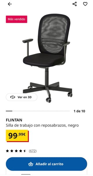 Silla de oficina Ikea con reposabrazos