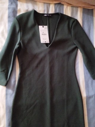 Vestido Zara Midi Verde Talla S