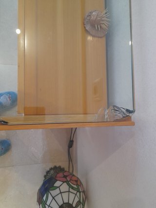 Mesa recibidor madera y cristal